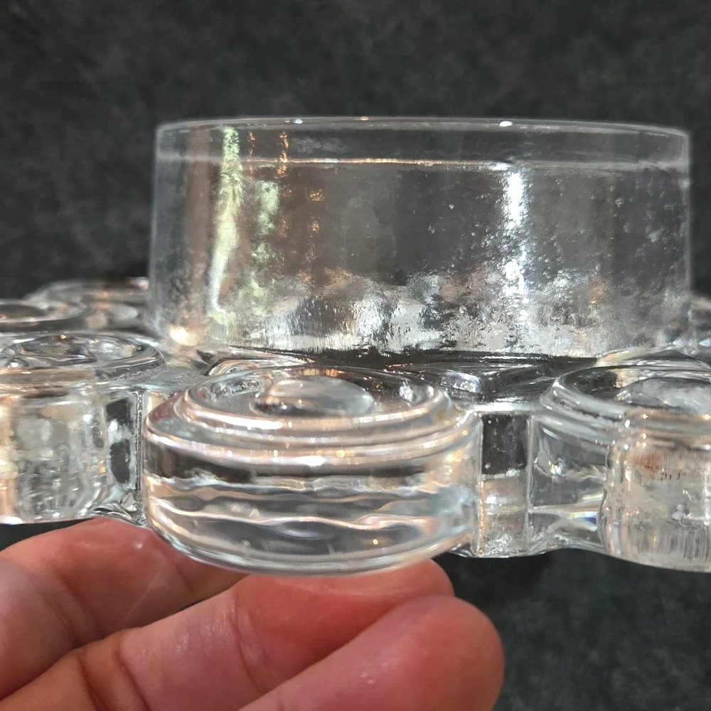 Vtg Nybro Sweden Glass Candle Holder Wreath Shape